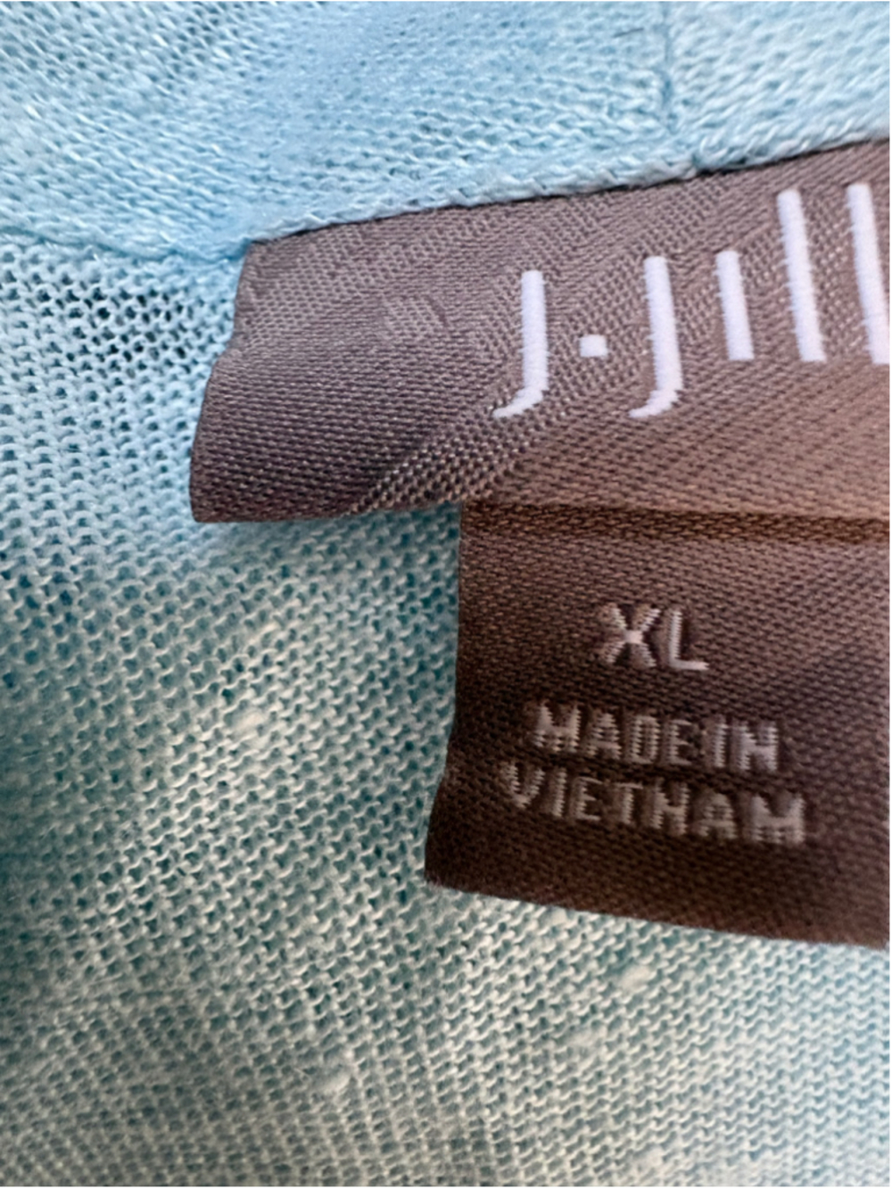 J. Jill 100% Linen Open Front Cardigan Sweater XL Aqua Blue Tie Hem Light - Picture 7 of 11